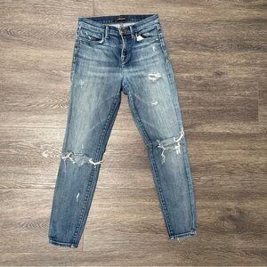 J Brand Light Blue Distressed Jeans Alana Size 24